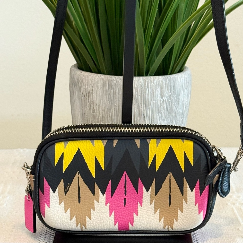 SOLD - Coach Hawk Feathers Double Zippered Mini Crossbody Bag - Picture 2 of 6